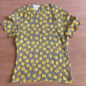 ESCADA Margaretha Ley vintage 100% silk floral striped shirt size 34 yellow